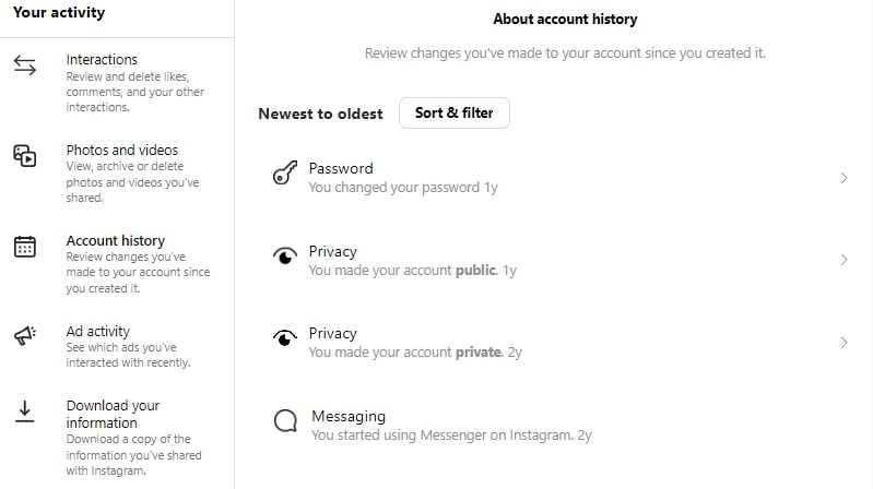 Your Activity - Account History