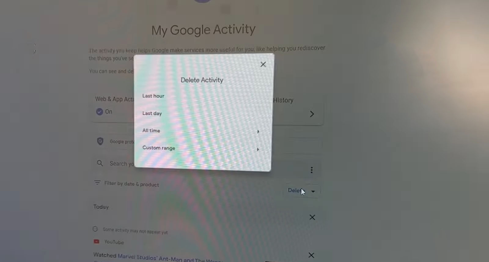 Via My Google Activity Page - Delete Gmail History